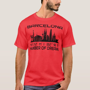 GPS coördinaten Stad Barcelona Skyline T-shirt