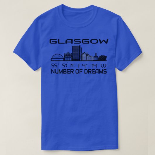 GPS-coördinaten Stad Glasgow Silhouette Droomstad  T-shirt (Design voorkant)
