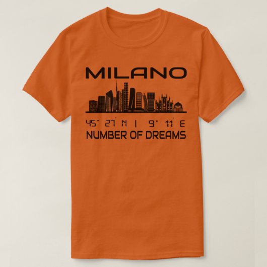 GPS coördinaten Stad Milaan Skyline Dream City 1 T-shirt (Design voorkant)