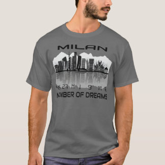 GPS coördinaten Stad Milaan Skyline Dream City T-shirt