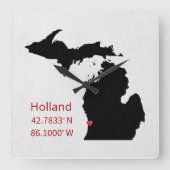 GPS-coördinaten van Holland Michigan Vierkante Klok (Voorkant)