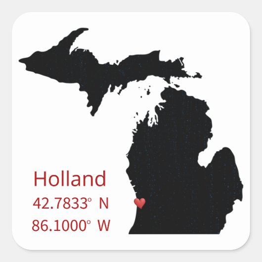 GPS-coördinaten van Holland Michigan Vierkante Sticker (Voorkant)