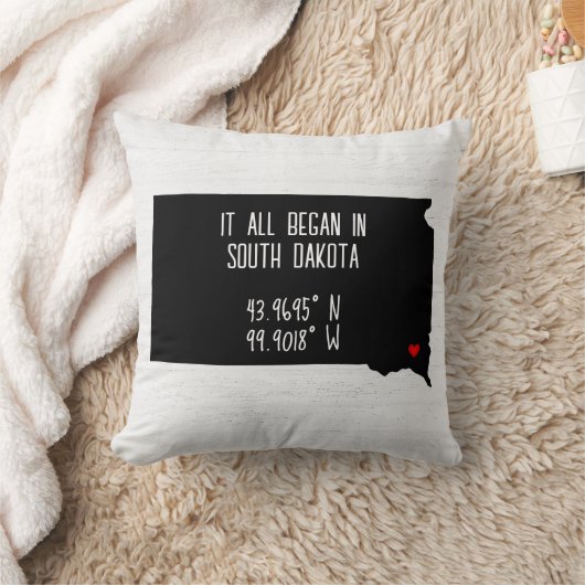 GPS-coördinaten van South Dakota met hart Kussen (Deken)