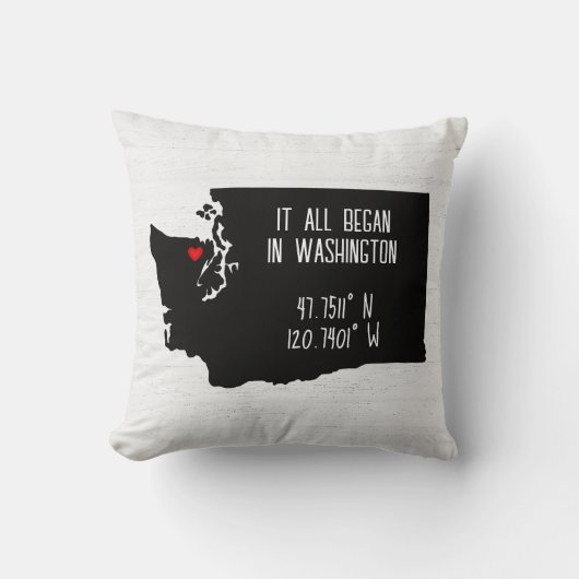 GPS-coördinaten van Washington met hart Kussen (Voorkant)
