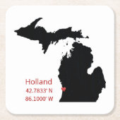 GPS Coordinates of Holland Michigan Kartonnen Onderzetters (Voorkant)