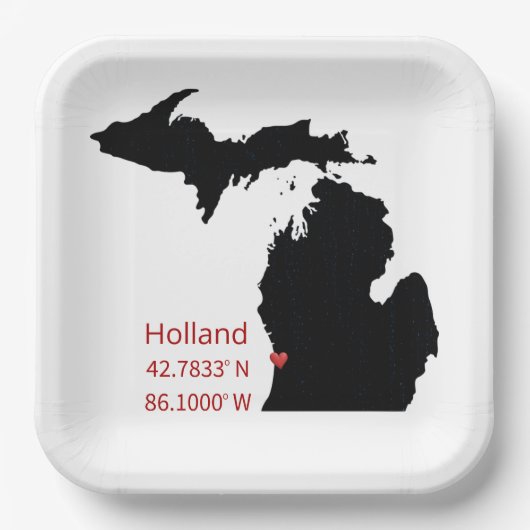 GPS Coordinates of Holland Michigan Papieren Bordje (Voorkant)