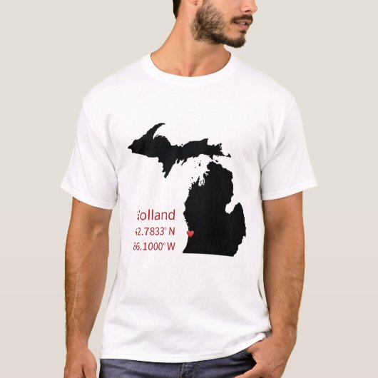 GPS Coordinates of Holland Michigan T-shirt (Voorkant)