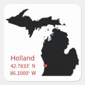 GPS Coordinates of Holland Michigan Vierkante Sticker (Voorkant)