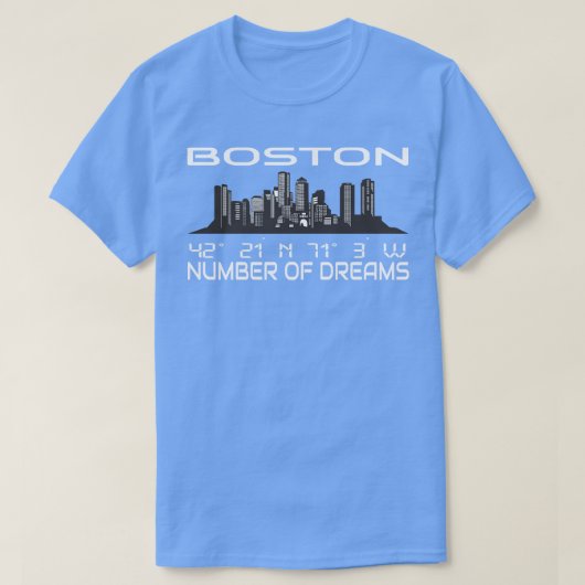 GPS coördineert stad Boston Skyline Dream City T-shirt (Design voorkant)