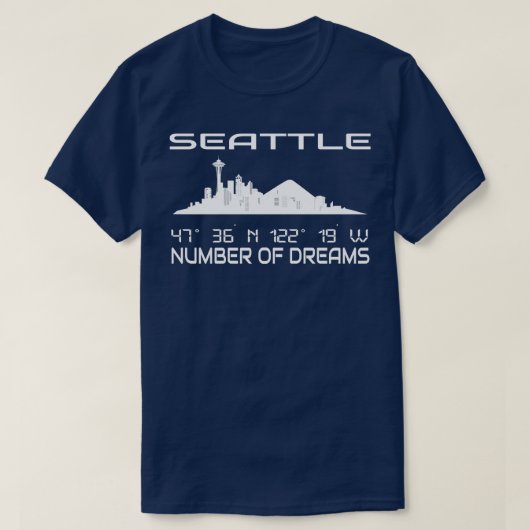 GPS coördineert stad Seattle Skyline Dream City T-shirt (Design voorkant)