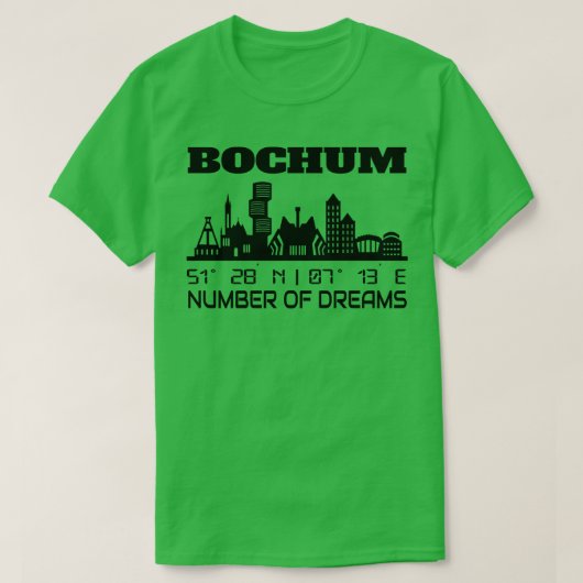 GPS coördineert stad van Bochum Skyline Dream City T-shirt (Design voorkant)