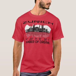 GPS coördineert stad Zürich Skyline Dream City 3 T-shirt