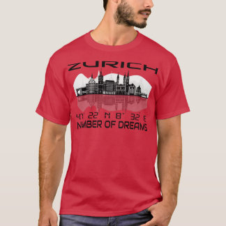 GPS coördineert stad Zürich Skyline Dream City 3 T-shirt
