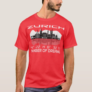 GPS coördineert stad Zürich Skyline Dream City T-shirt