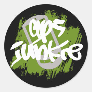 GPS Junkie Ronde Sticker