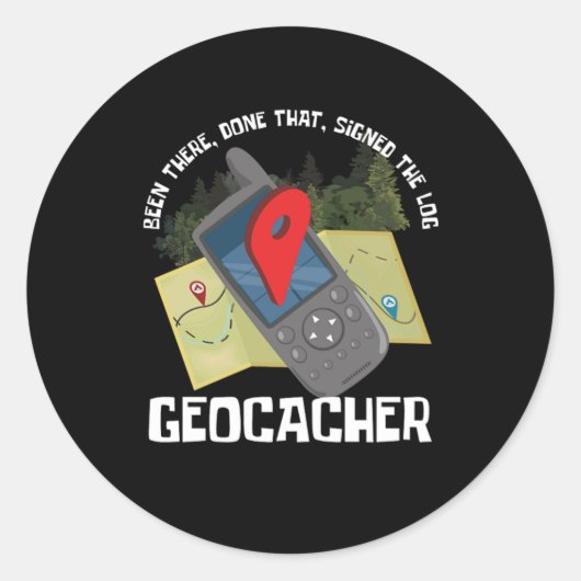 GPS Location Trackers Navigational Gift Geocaching Ronde Sticker (Voorkant)