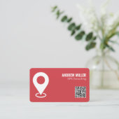 GPS Services QR (Rood) Visitekaartje (Staand voorkant)