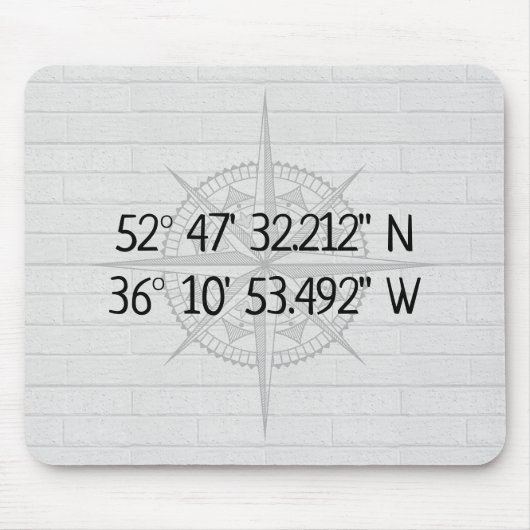 GPS-thuiscoördinaten compass-op-brick Muismat (Voorkant)