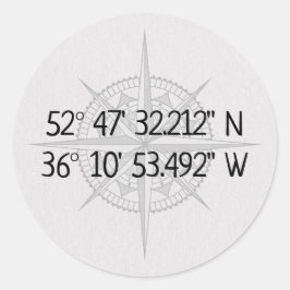 GPS-thuiscoördinaten compass Ronde Sticker