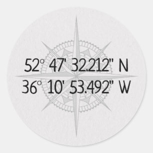 GPS-thuiscoördinaten compass Ronde Sticker