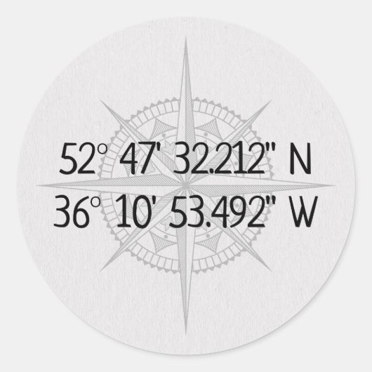 GPS-thuiscoördinaten compass Ronde Sticker (Voorkant)