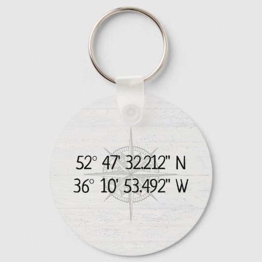 GPS-thuiscoördinaten compass Sleutelhanger (Achterkant)