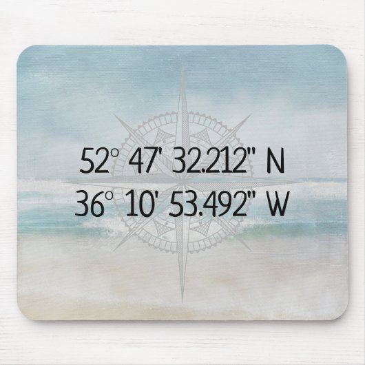 GPS-thuiscoördinaten compmeren in de oceaan Muismat (Voorkant)