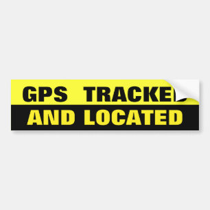 GPS-TRACKED EN PLAATS ZWART EN GEEL BUMPERSTICKER