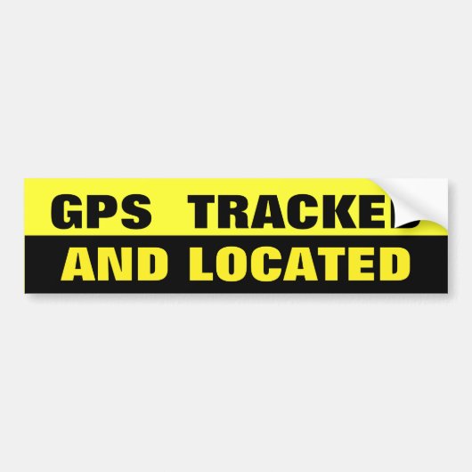GPS-TRACKED EN PLAATS ZWART EN GEEL BUMPERSTICKER (Voorkant)