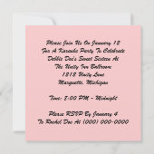 GR8 SWEET SIXTEEN 16 KARAOKE PARTIJ INVITATIE KAART (Achterkant)