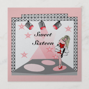 GR8 SWEET SIXTEEN 16 KARAOKE PARTIJ INVITATIE KAART