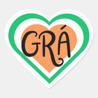Grá - Irish Love design - Irish Language Hart Sticker