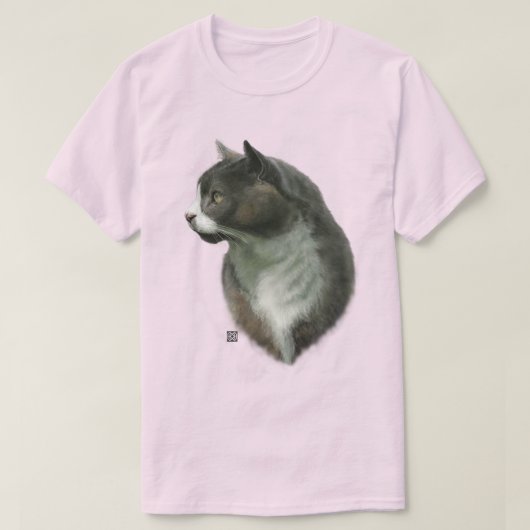 Grå Katt T Shirt (Design voorkant)