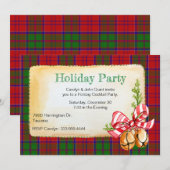 Gra Tartan Pset Aangepast kerstfeest uitnodiging (Voorkant / Achterkant)