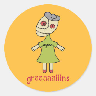 GraaaVegan Zombie Ronde Sticker