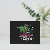 Graad 1 Bemanning Dinosaur Terug naar school Kinde Briefkaart (Staand voorkant)