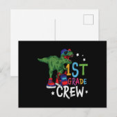 Graad 1 Bemanning Dinosaur Terug naar school Kinde Briefkaart (Voorkant / Achterkant)