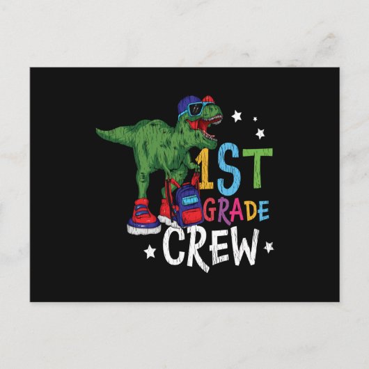 Graad 1 Bemanning Dinosaur Terug naar school Kinde Briefkaart (Voorkant)