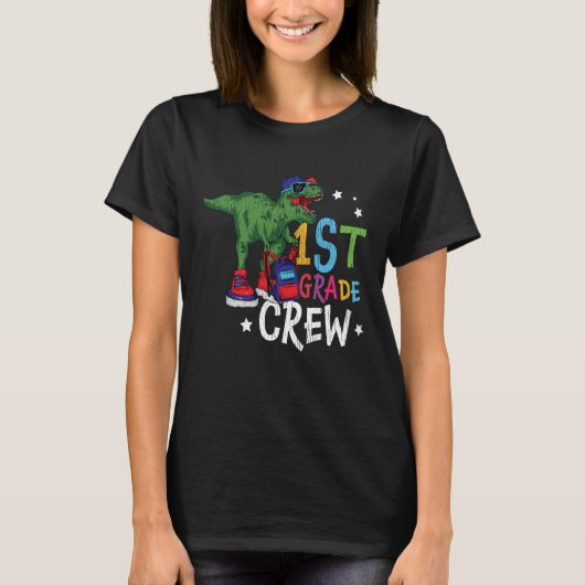 Graad 1 Bemanning Dinosaur Terug naar school Kinde T-shirt (Voorkant)