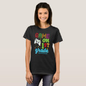 Graad 1 Game On Eerste Video Controller Leraar K T-shirt (Voorkant volledig)