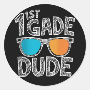 Graad 1 Kerel Terug naar school Eerstegraads stude Ronde Sticker
