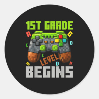 Graad 1 Niveau Begint Gamen Gamer Jongens Kinderen Ronde Sticker