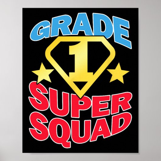 Graad 1 Superheld-lerarenteam Poster (Voorkant)