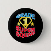 Graad 1 Superheld-lerarenteam Ronde Button 5,7 Cm (Voorkant)