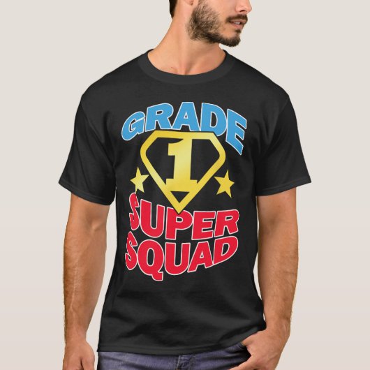 Graad 1 Superheld-lerarenteam T-shirt (Voorkant)