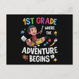 Graad 1 Waar Avontuur Begint Terug naar School Briefkaart