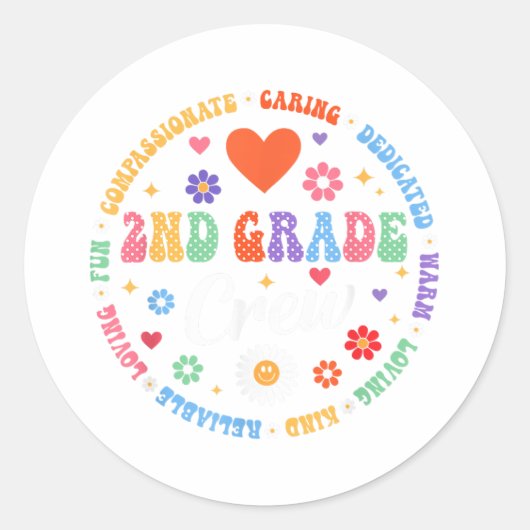 Graad 2 Bemanning Terug naar school Leraar Student Ronde Sticker (Voorkant)