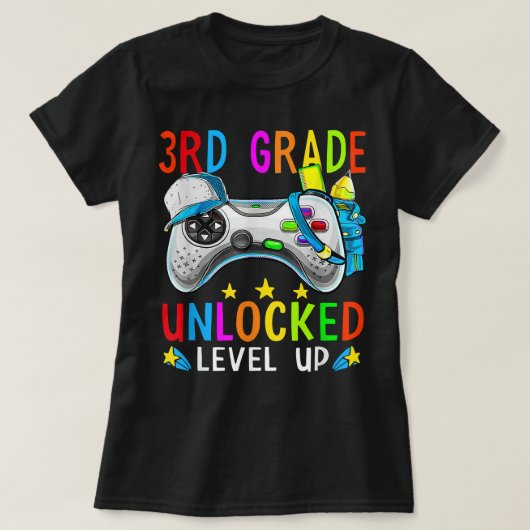 Graad 3 Onvergrendelde gamer Terug naar school 3de T-shirt (Design voorkant)
