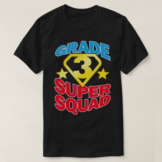 Graad 3 Super Squad Superheld Teacher Team T-shirt (Design voorkant)
