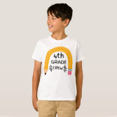 Graad 4 Klas Met Regenboog Potlood Terug Naar Scho T-shirt (Voorkant volledig)